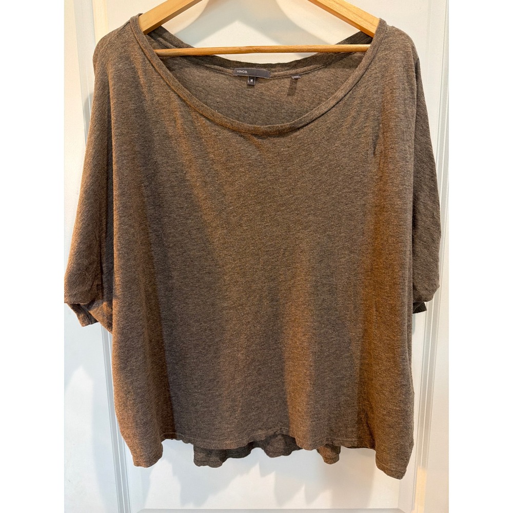 Vince Brown Cotton Dolman Sleeve Oversized Scoop Neck Tee Shirt V083181308 M